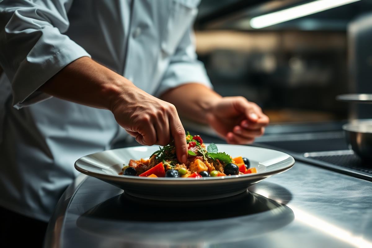 Our chef plating a dish